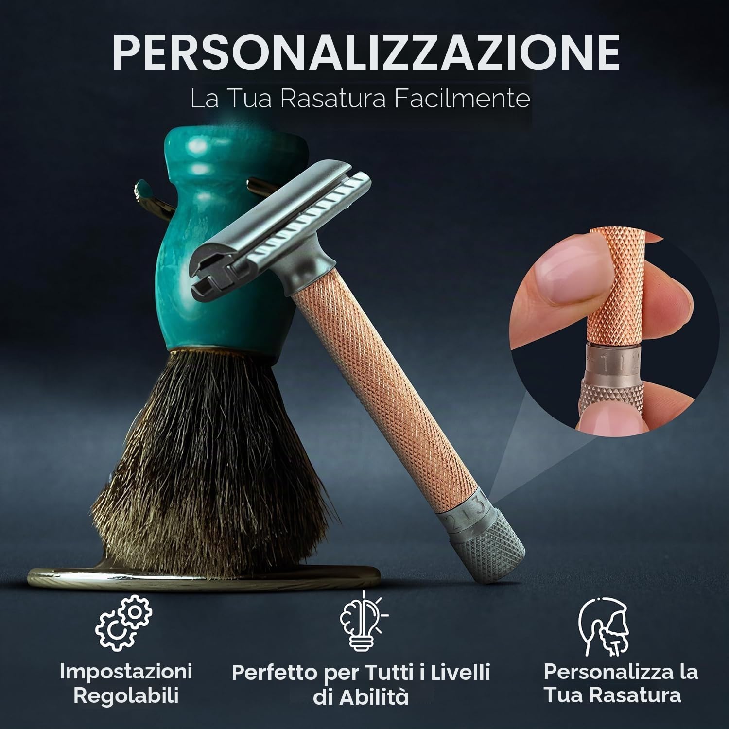Parker Safety Razor Parker rasoio di sicurezza variant regolabile versione rosegold