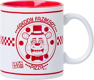 Silver Buffalo Five Nights At Freddy's Pizza Box Logo Ceramic Mug, 20oz | Freddy Fazbear pizza logo artwork, Large 20oz ceramic drinkware, Horror game themed cup, Bold graphic statement mug