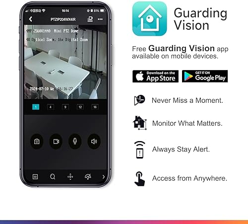 Miniatura 6 de Anpviz Cámara IP PoE PTZ de 4MP con zoom óptico 4X, 2560x1440@30fps, cámara de seguridad domo H.265+, protección perimetral, audio incorporado,