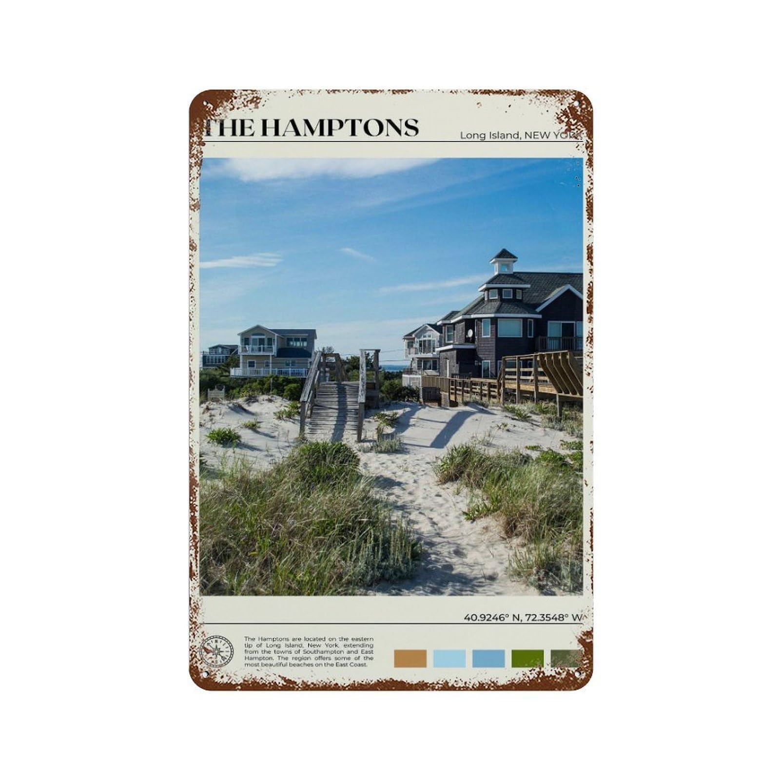 xiaoxiaoshen Real Photo The Hamptons Decor New York Wall Decor Art Metal Tin Poster Modern Home Decor Art Home Bar Shop Decorations Vintage Sign 30x20cm