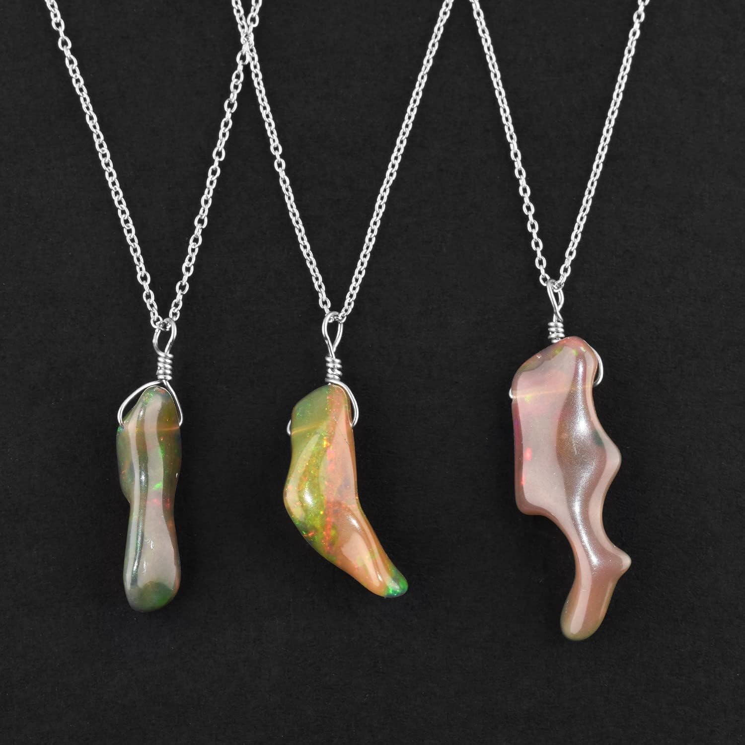 OdrillionGems Organic Black Opal Gemstone Pendant Necklace, Unique Polished Pendant, 925 Sterling Silver, Healing Energy Crystal Elegance, Handmade Jewelry for women, Birthday Gift, 18 Inches - Image 6