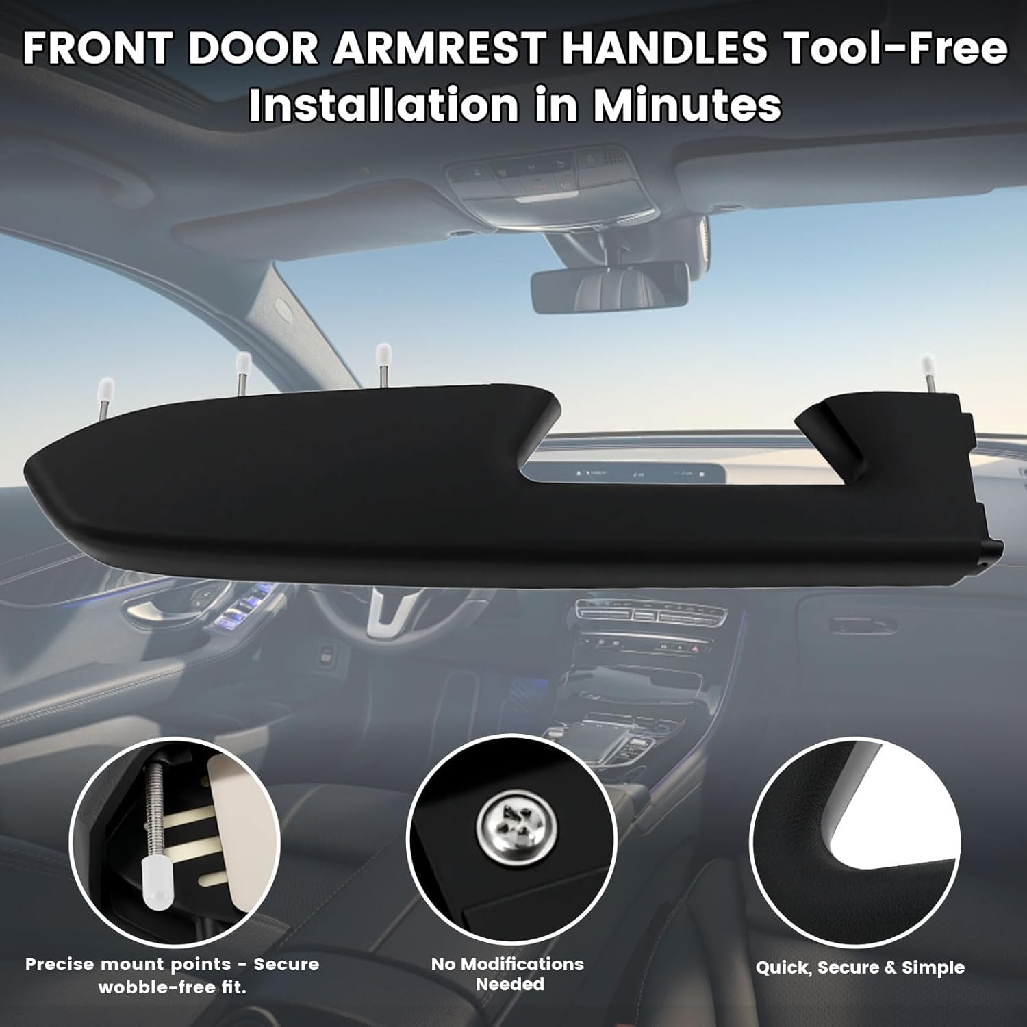 Door Armrests 22818465 Black Left Driver Side Compatible with 2010-2014 GMC Sierra 1500 2500HD 3500HD Chevy Silverado 1500 2500HD 3500HD Door Panel with Armrest-Mounted Release Handle