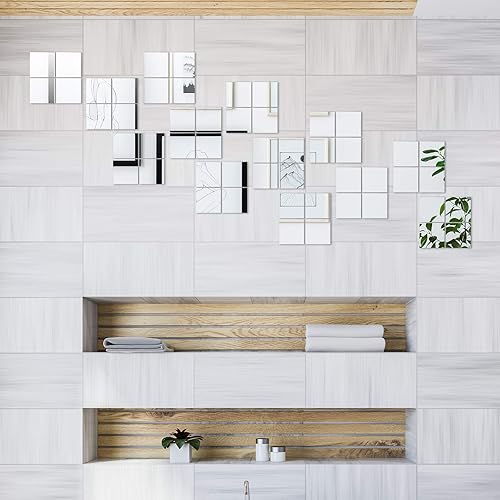 Vista 13 de Jetec Espejo cuadrado acrílico de tamaño mini adhesivo para manualidades y proyectos de bricolaje (50 unidades, 4 pulgadas)