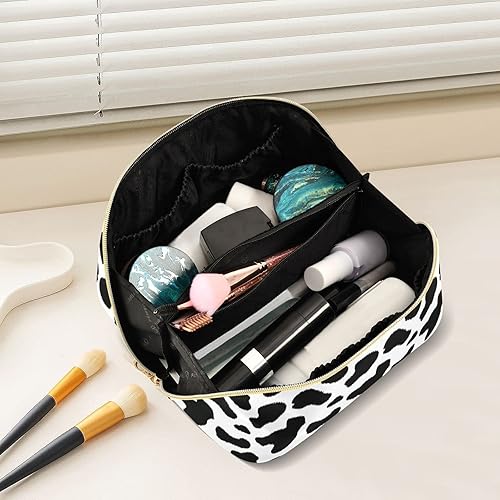 Miniatura 5 de Bolsa de maquillaje de rombos, bolsas de maquillaje portátiles de gran capacidad para mujeres y niñas, estuche de cosméticos multifuncional de
