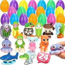 24 Pack Easter Egg Fillers with Squishy Toys, Easter Eggs Filled Squishy Toys, Easter Basket Stuffers, Classroom Prizes for Easter Egg Hunts, Party Favors, Kids Green