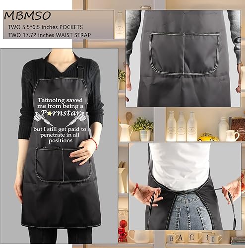 Miniatura 3 de MBMSO Delantal de tatuaje, delantal de tatuaje, regalo para tatuadores, regalos divertidos para tatuajes, tatuajes, me salvó de ser una estrella