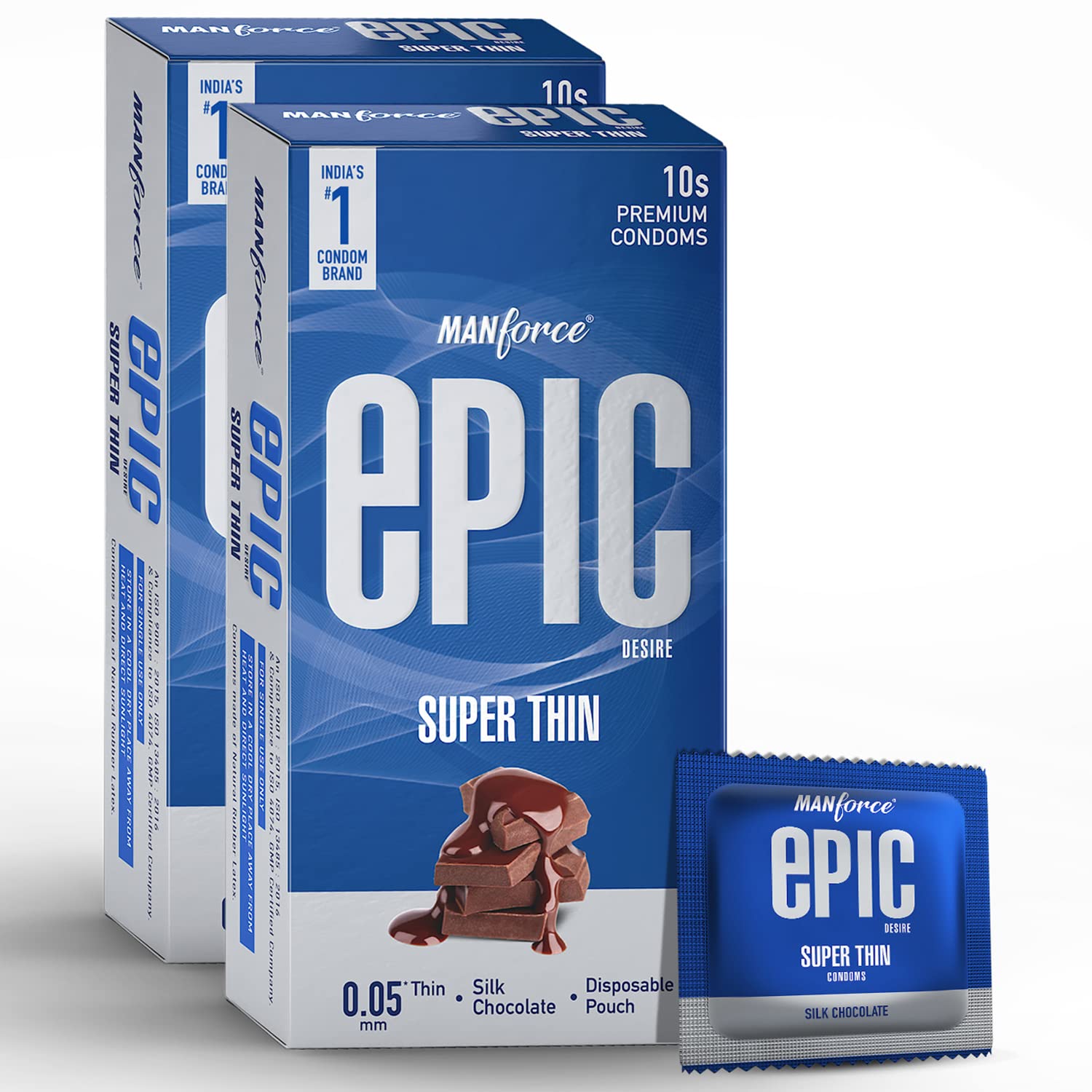 Manforce Epic Desire Silk Chocolate Flavoured Condoms for Men - 10 Count (Pack of 2)| Super Thin| Vegan| No Harsh Chemicals| With Disposable Pouch-image-49