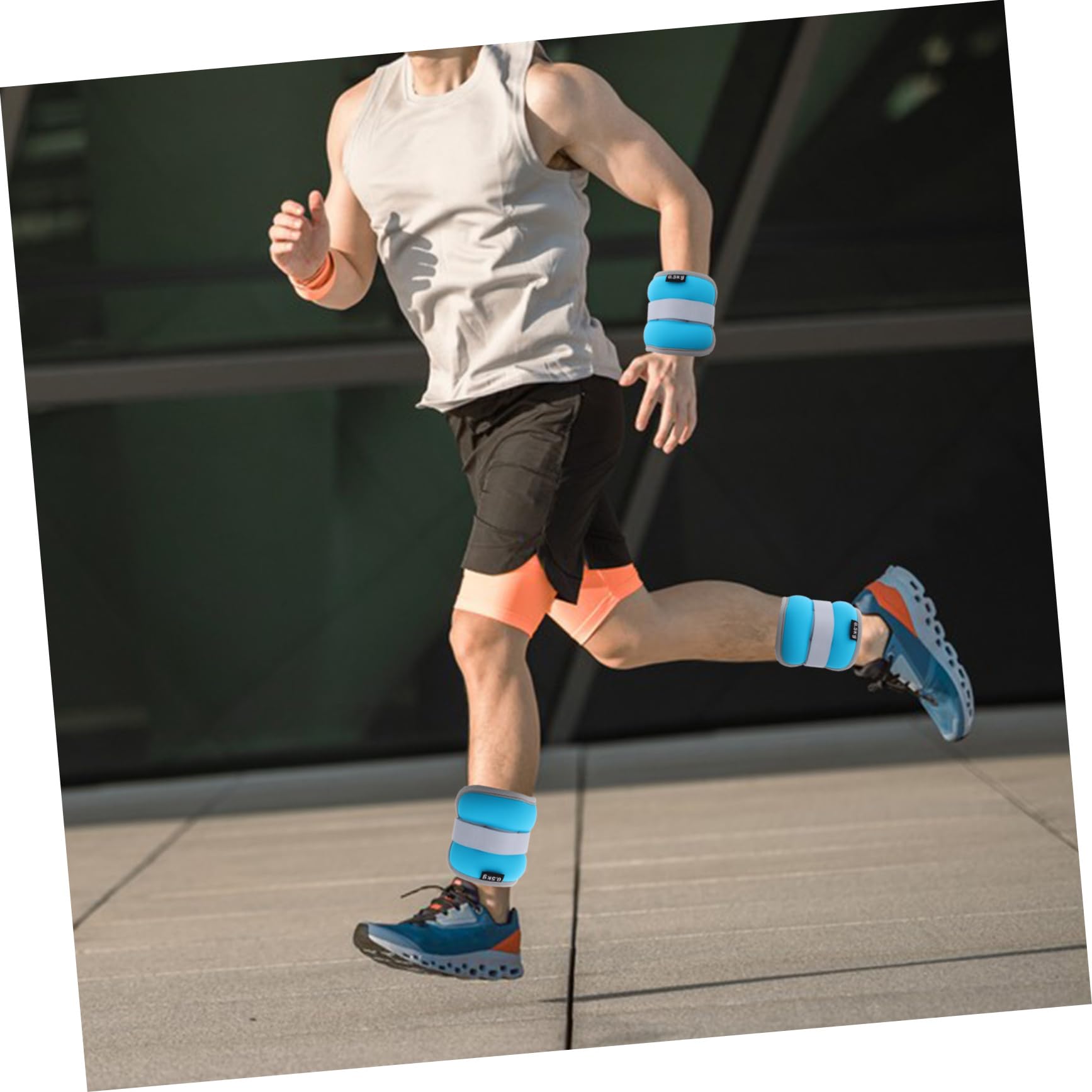 WOONEKY 2 piezas Pesas Tobillos y Muñecas Ajustables con Correas Antideslizantes para Entrenamiento Fitness y Rehabilitación Unisex Azul