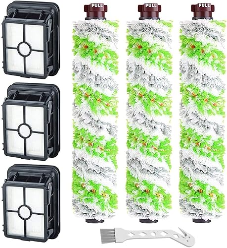 Paquete de 3 piezas de repuesto para Bissell CrossWave Pet Pro 2306A y 1785 SeriesMulti-Surface Pet Pro Rollos de cepillo + 3 filtros de vacío 1866,