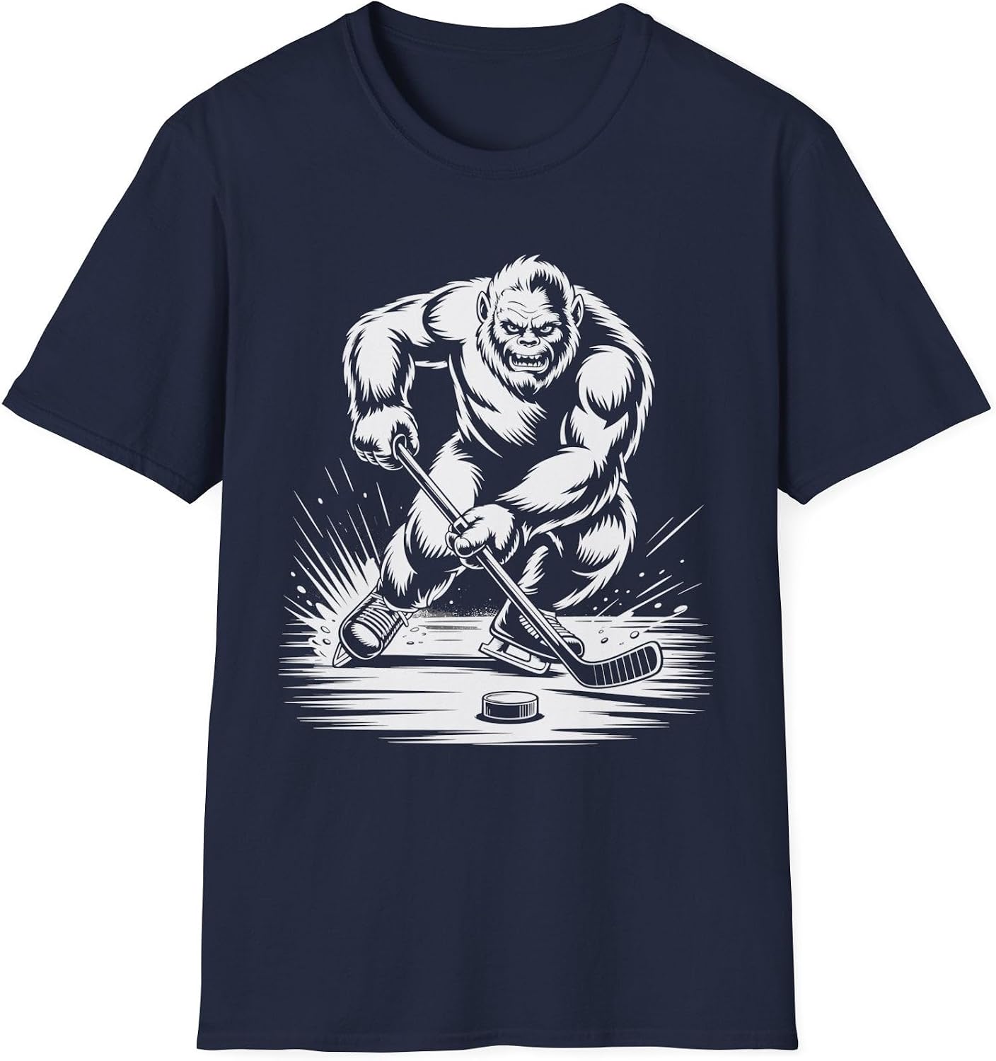 Bigfoot Playing Hockey Player Funny Sasquatch Ice Hockey T-Shirt