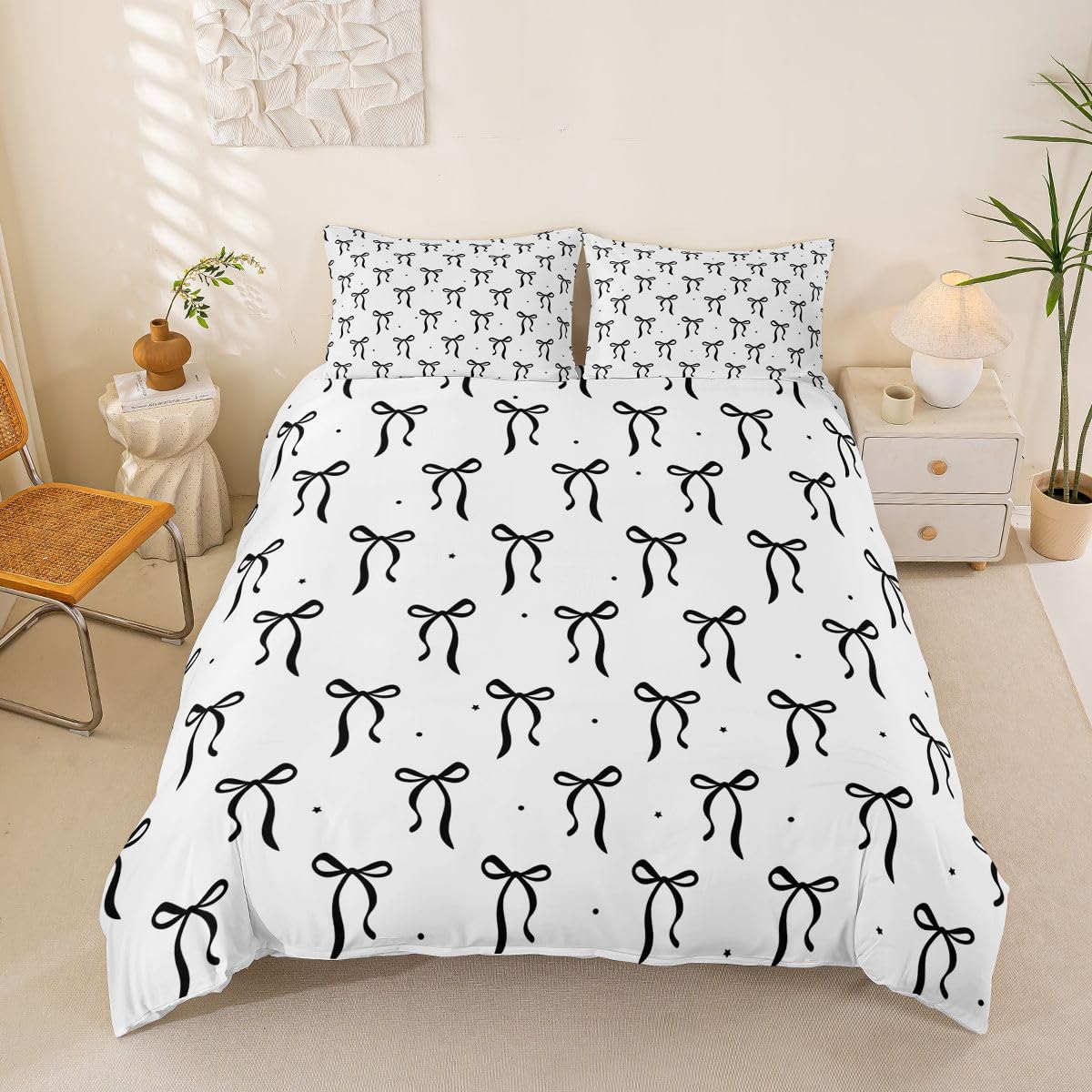 Parure de lit Kawaii housse de couette 200x200 blanche style princesse adulte taie oreiller 80x80