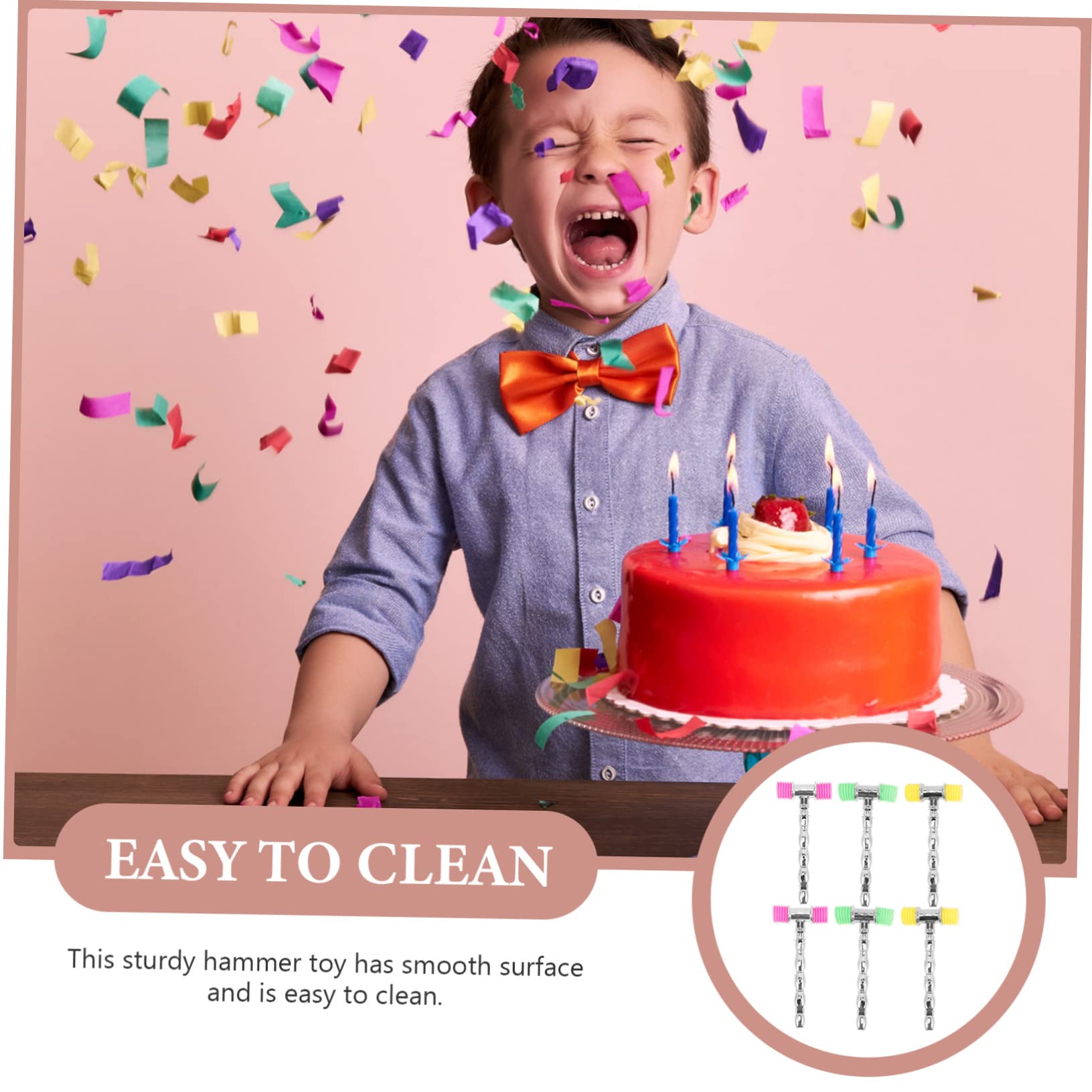 Kisangel 6pcs Small Hammer for Multi Functional Party Pounding Props for Cheering and Cake Mallets Fun present for Birthday Celebrations Random Color