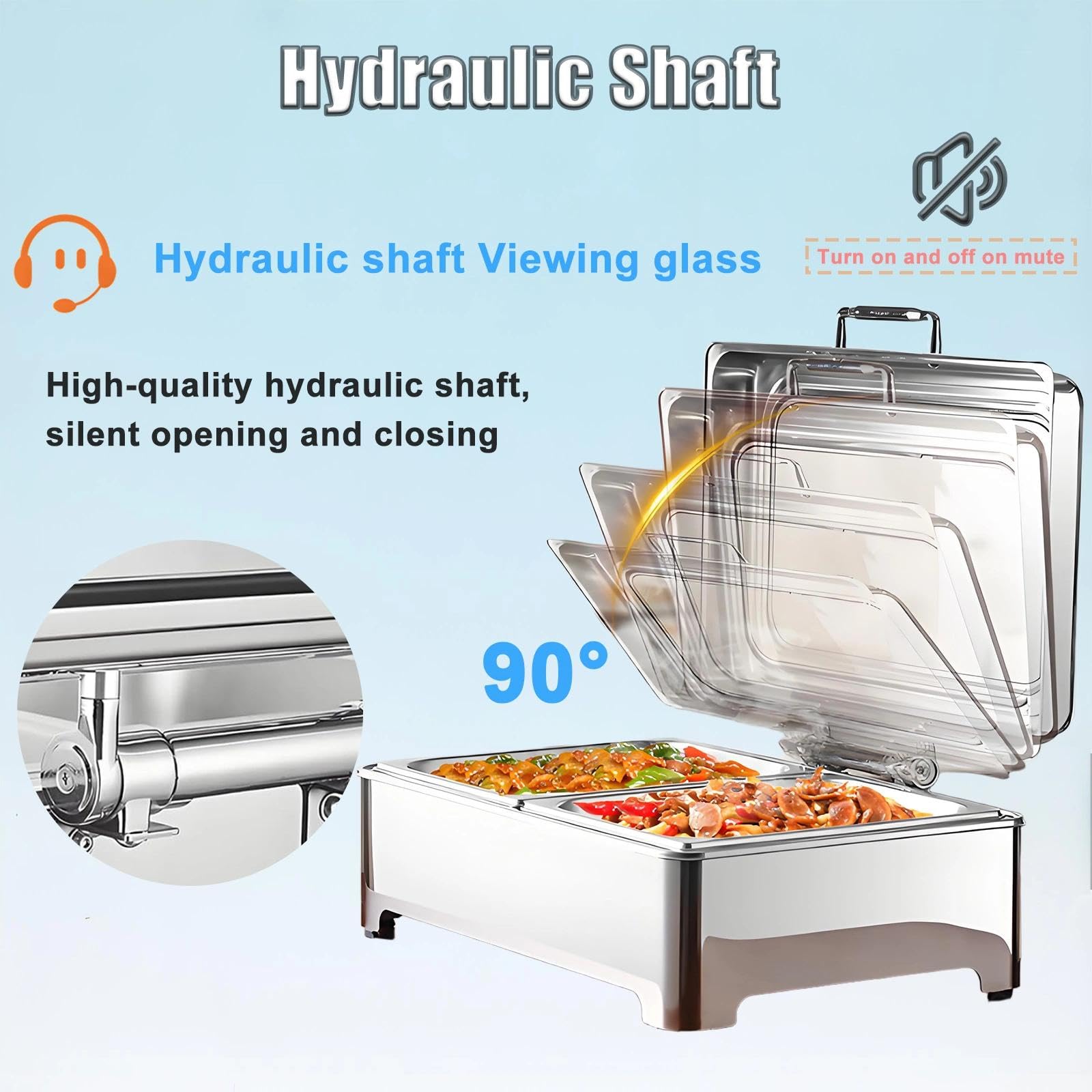 9L Chafing Dish Elettrico, Professionale Scaldavivande Elettrico in Acciaio Inossidabile, Chafing Dish Buffet Elettrico con Finestra Vetrata Transparente per Ristorante(1/2)