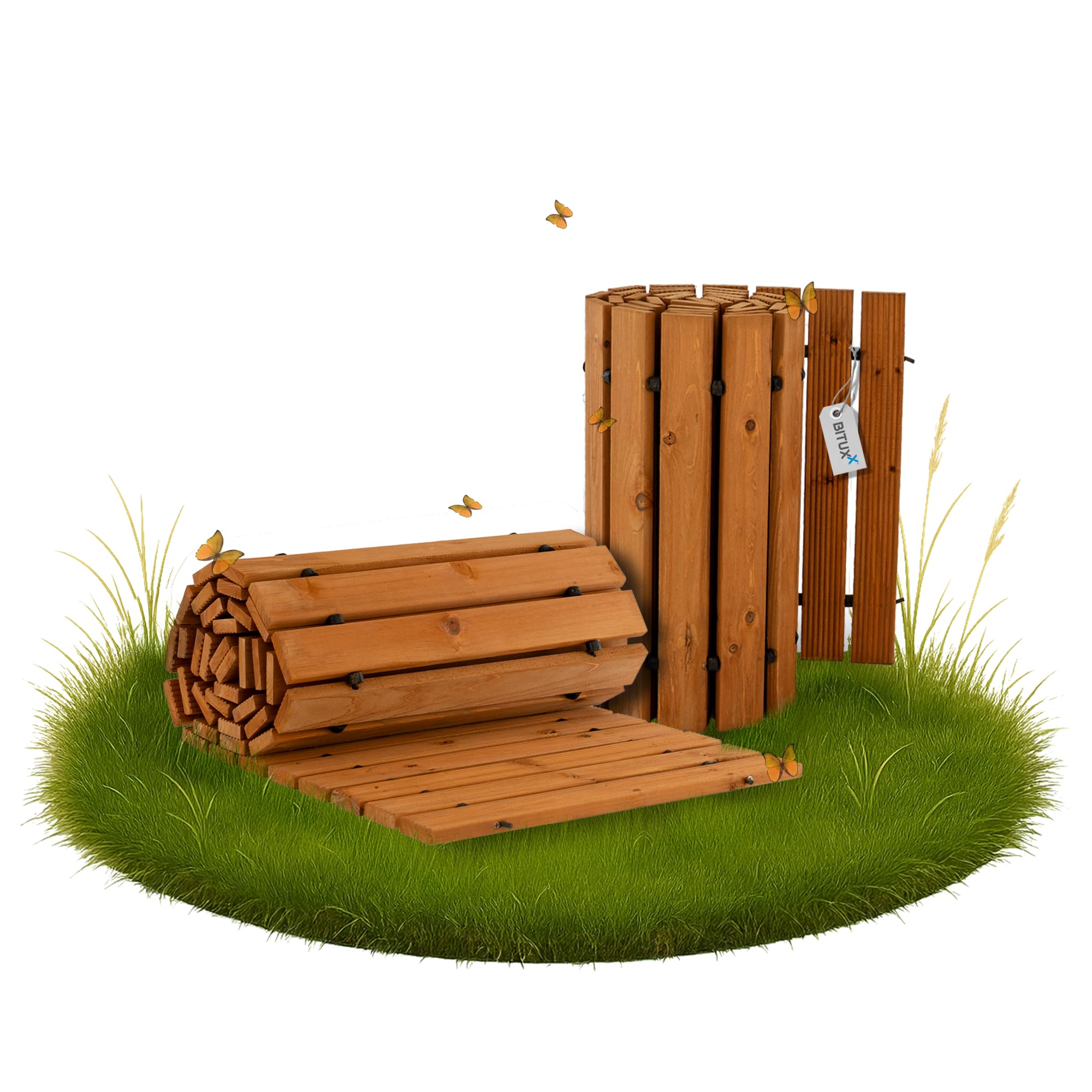 Bituxx Rollweg Holz Holzweg Gartenweg Gehweg Trittplatten Gartentritte Zedernholz ausrollbar 250x75cm