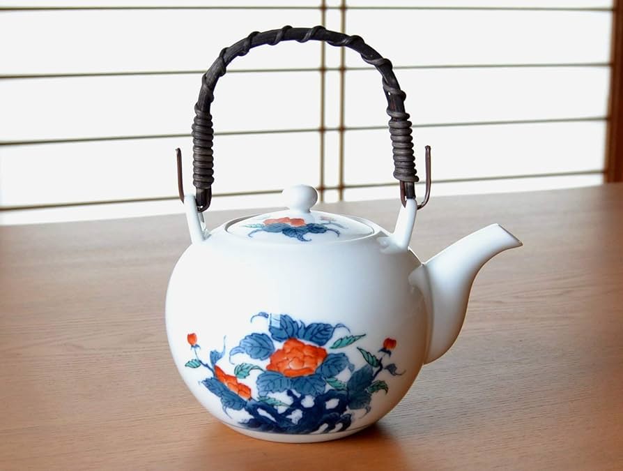 1776 有田焼畑萬陶苑 色鍋島内山水岩牡丹 茶器セット急須1 建水1湯呑蓋付4 1776 有田焼畑萬陶苑 色鍋島内山水岩牡丹 茶器セット急須1