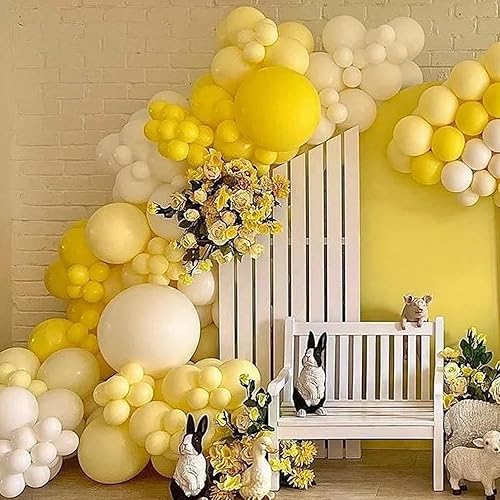 Miniatura 5 de Kit de 130 globos amarillo pastel, 18, 12, 10 y 5 pulgadas, kit arco guirnalda globos de látex para cumpleaños, baby shower, graduación, boda,