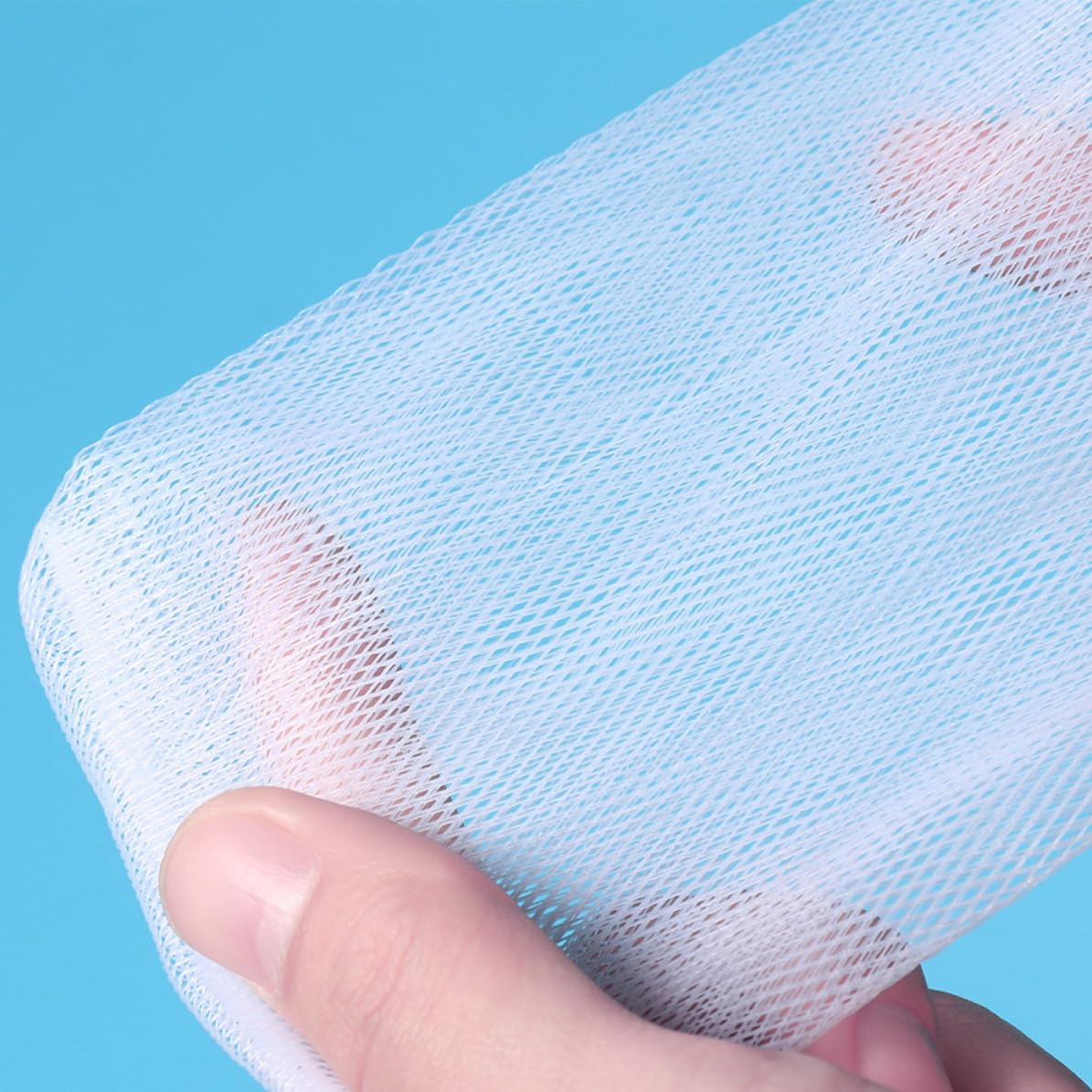 20pcs White Plastic Drawstring Soap Pouch Foaming Net