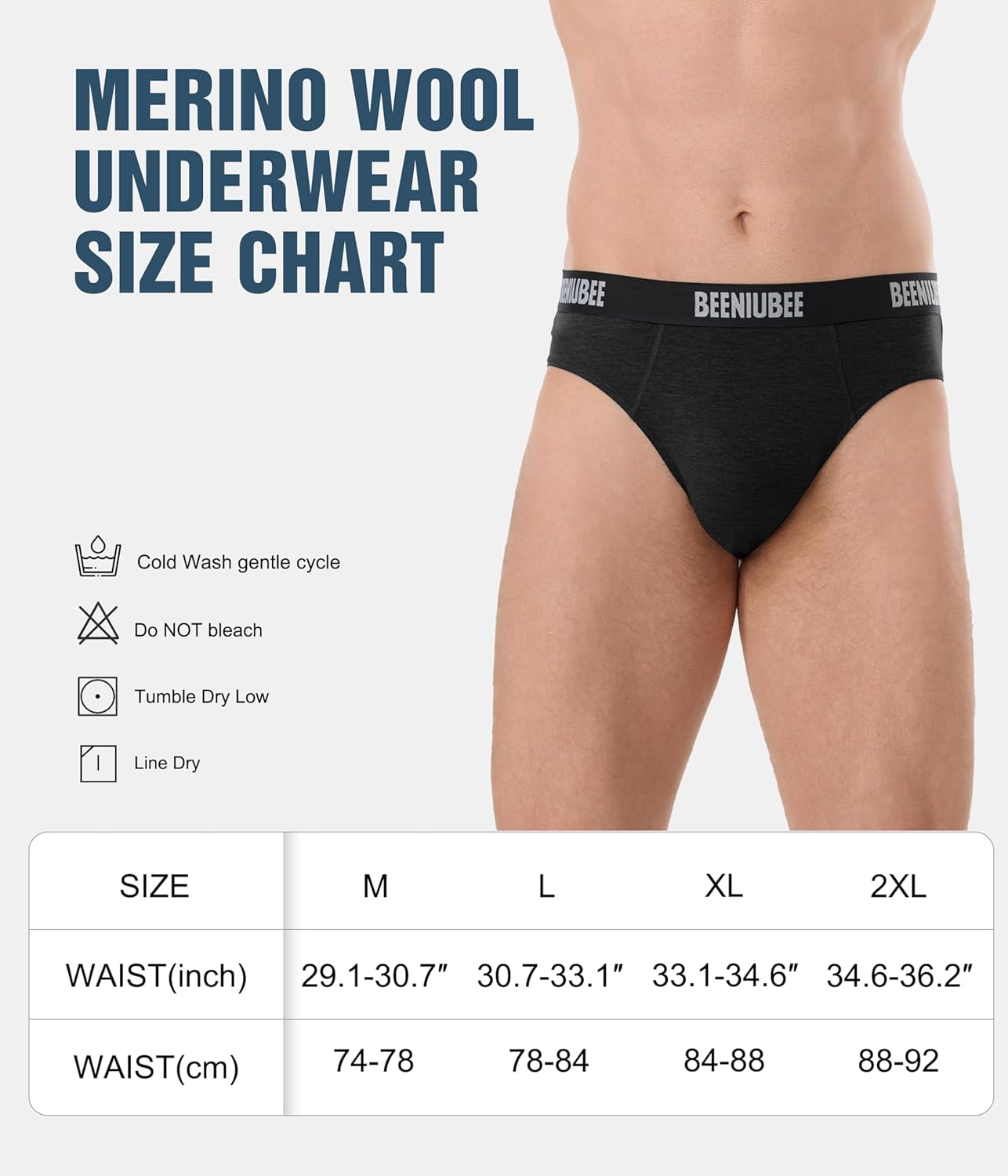 4 Pack Mens Merino Wool Underwear,Breathable Wool Briefs for Men, Comfortable Soft Loose Moisture Wicking Underwear