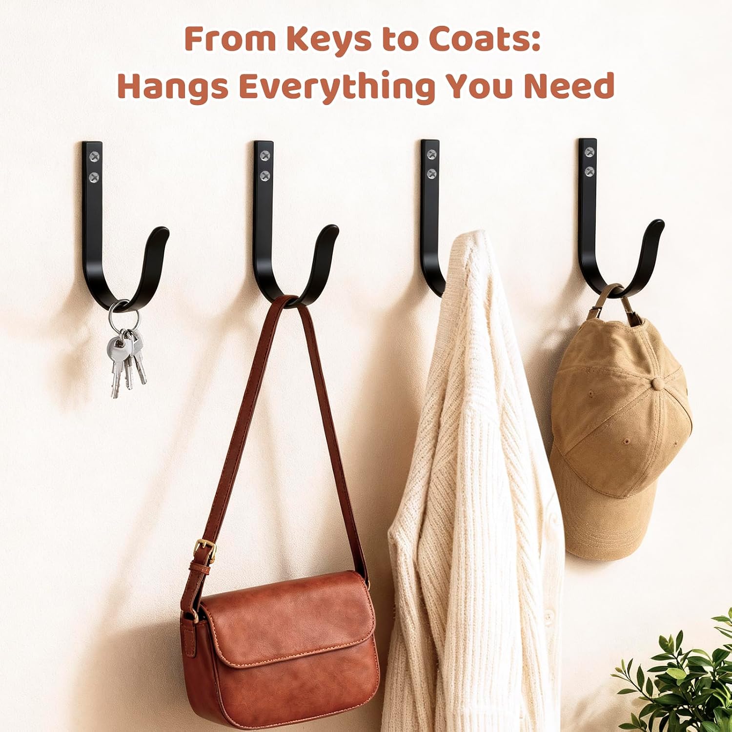 Heavy Duty Metal Wall Hooks, 12 Pcs Black Large Coat Hooks Wall Mount image 2