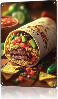 Funny Signs Beef Burrito With Toppings Tin Sign Vintage Metal Signs For Restaurant Kitchen Bar Cafe Wall Decor 8x12inch