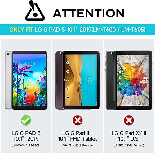 Miniatura 2 de Thoreta Funda para LG G Pad 5 10.1, a prueba de golpes, ligera, convertible, soporte con mango convertible, a prueba de niños, compatible con LG G