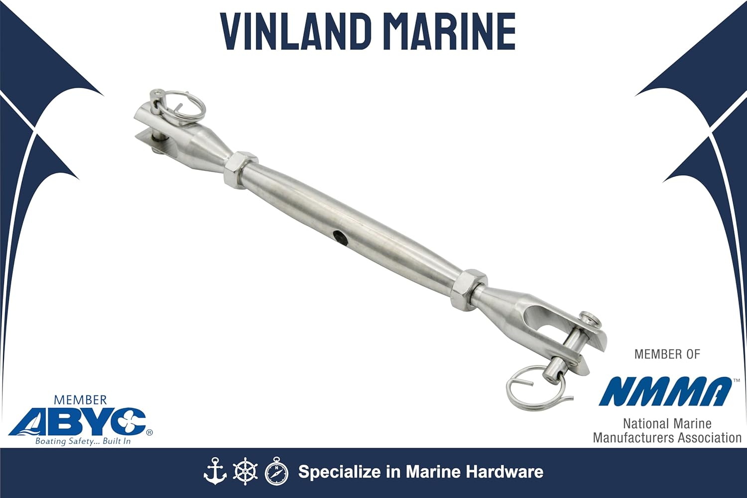 Vinland Marine Turnbuckle Ø1/5"~3/8" (M5~M10), 316 Stainless Steel Sailboat Hardware, Heavy Duty Sailboat Rigging, Jaw and Jaw Turnbuckles for Cables Wire, turnbuckle 1/4 turnbuckle tensioner