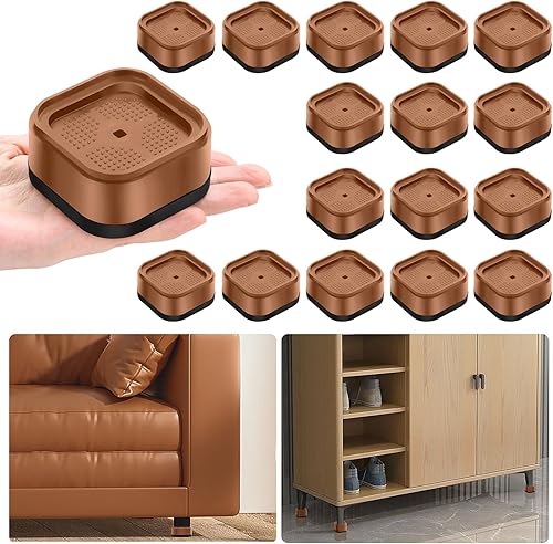 Vista 37 de shouwuhho Paquete de 16 Elevadores de Muebles Ajustables Elevadores de Cama de Servicio Pesado Elevan Altura 1", Elevadores de Cama Cuadrados Negro