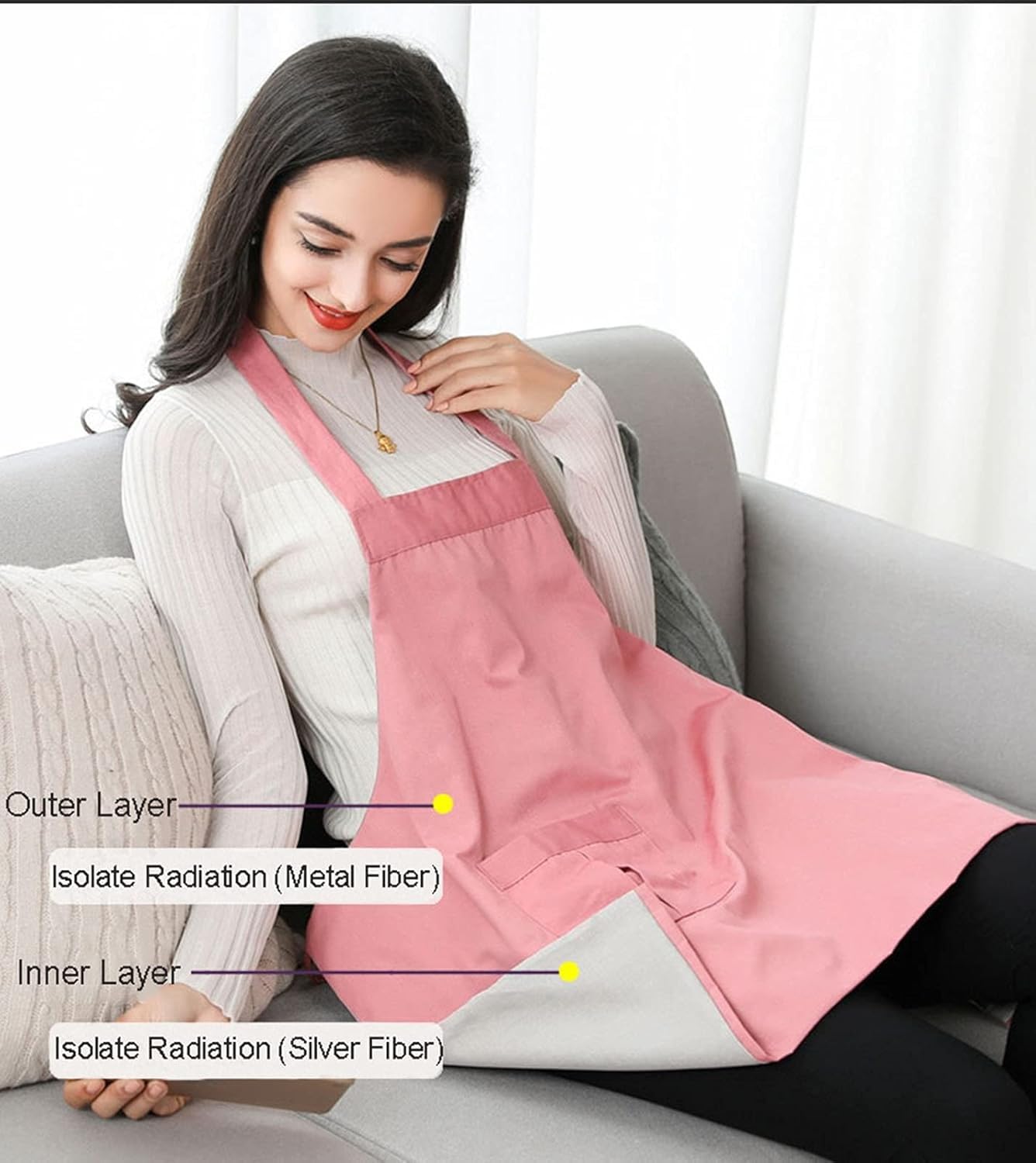 Blindage Rayonnement Tablier Maternité Anti-Radiations Vêtements Protection Ondes Électromagnétiques Fibre d'argent Femmes Navy Blue
