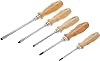 Felo - 33595198 07157 22155 Slotted and Phillips Wood Handle Screwdrivers, Set of 5 Chrome Finish Blade wBeechwood Grip