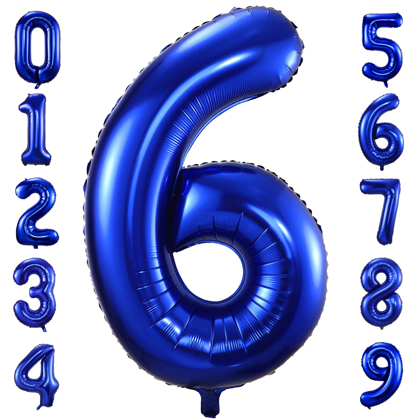 Navy Blue Number 6 Balloons,40 Inch Dark Blue 6 Birthday Balloon Large Foil Mylar Number Digital Balloons for Birthday Party Graduation Baby Shower