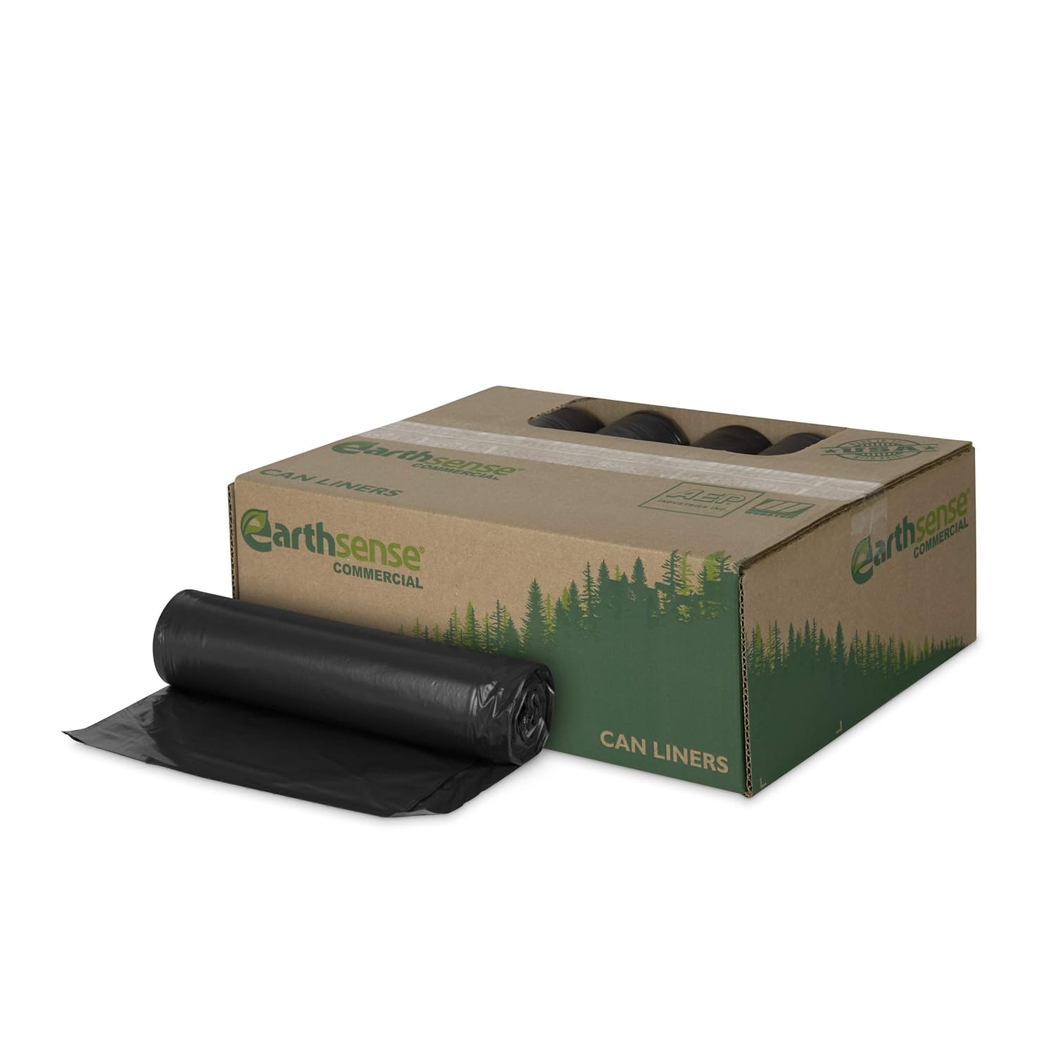 Earthsense Commercial RNW4050 Can Liner 33x39, 31-33 Gal, 1.25 mil, Black, (Case of 100)