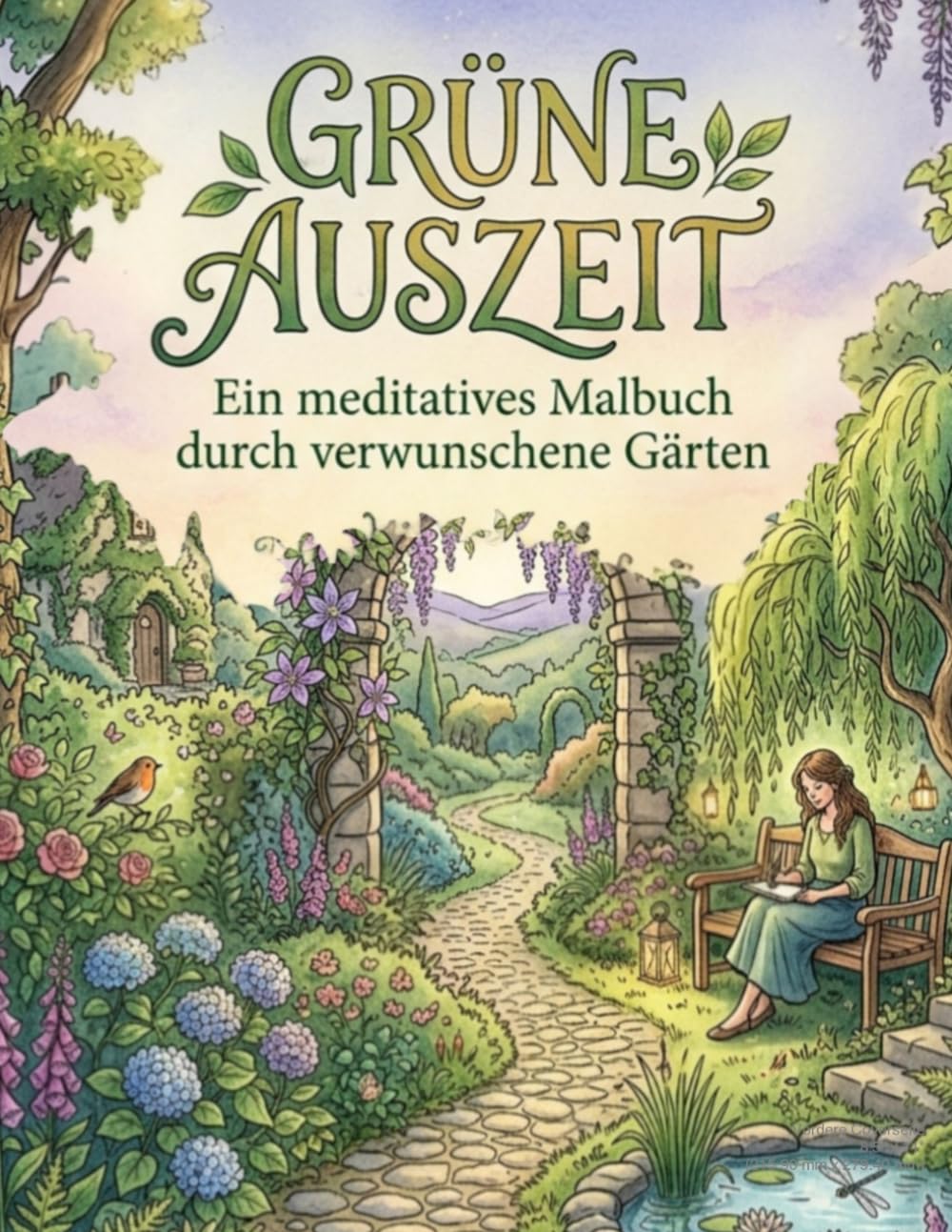 Grüne Auszeit: Ein meditatives Malbuch durch verwunschene Gärten