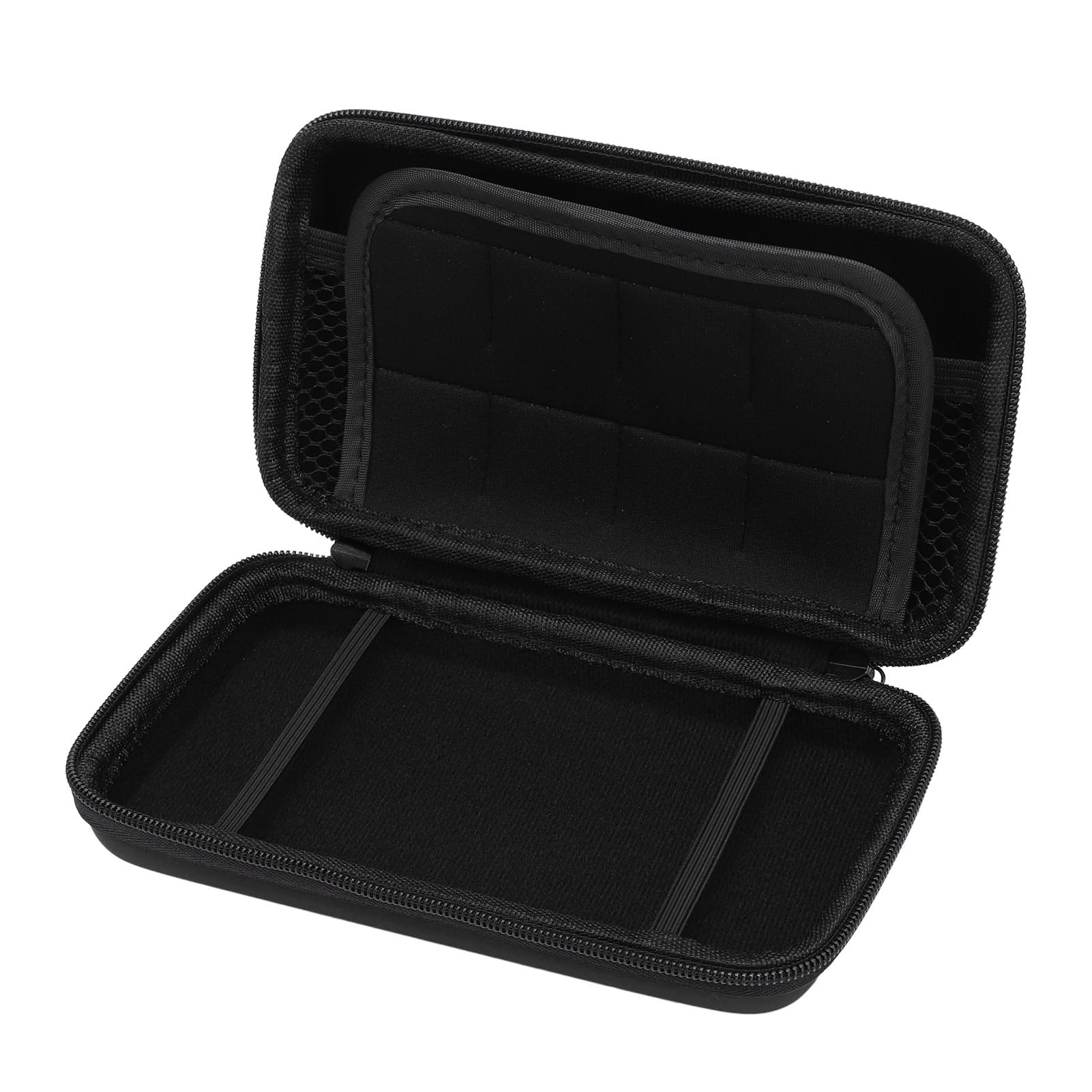 Caso de Viaje de Shell Duro con 8 Ranuras de Juego y Almacenamiento de Accesorios para Consolas 3ds XL/2DS XL/DS Lite/DSI XL (Negro) (Black)
