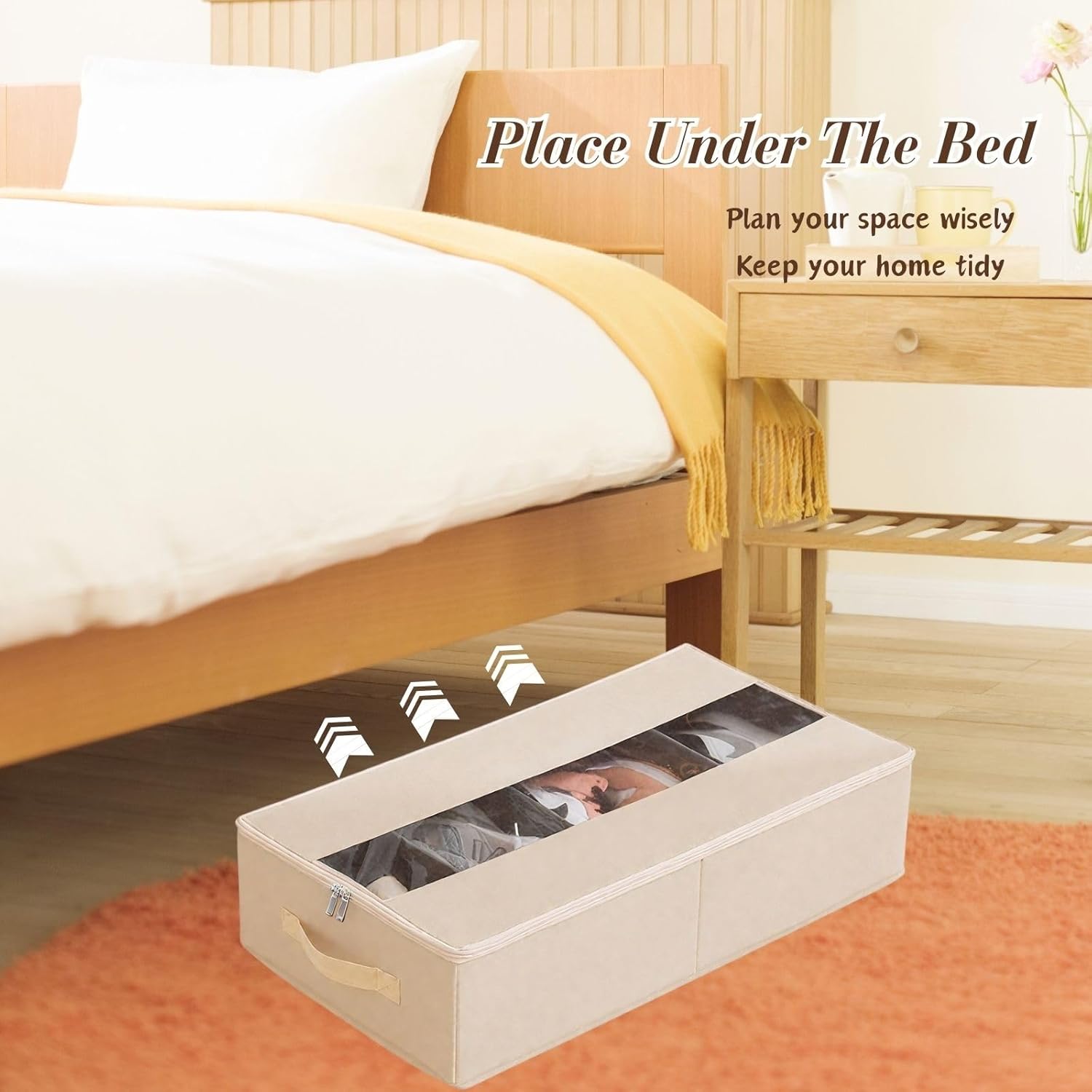 Shoe Organizer for Closet, Foldable Shoe Storage Containers with Clear Cover, Shoe Box Organizers Bins with Adjustable Dividers Handles,Shoe Storage Fits 6 Pairs(Gray,2 pack)