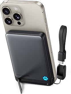 INIU for MagSafe Power Bank, Slimmest 45W 10000mAh Magnetic Portable Charger, Qi2 Certified, with Lanyard USB C Cable and Kickstand, Fast Charging Battery Pack, for iPhone 16 15 14 13 12 Series OnlyClimatePartner certified