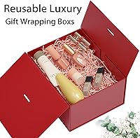 Vista 10 de Gift box with lid 9" x 7" x 4", deluxe gift box with ribbon greeting card and magnet closure, suitable for wedding, mother's day, bridesmaid gift