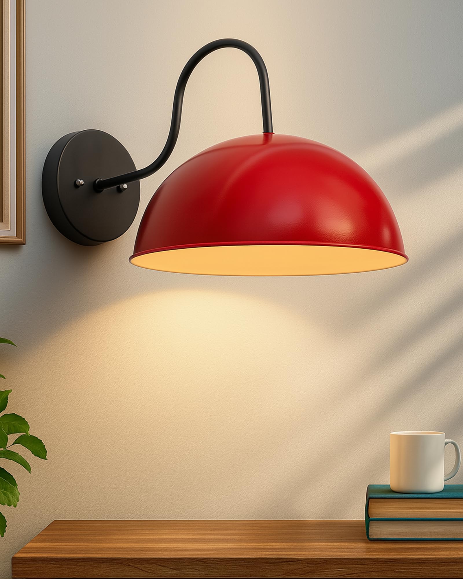 Red Metallic Pendant Light - Retro Wall Sconce -1