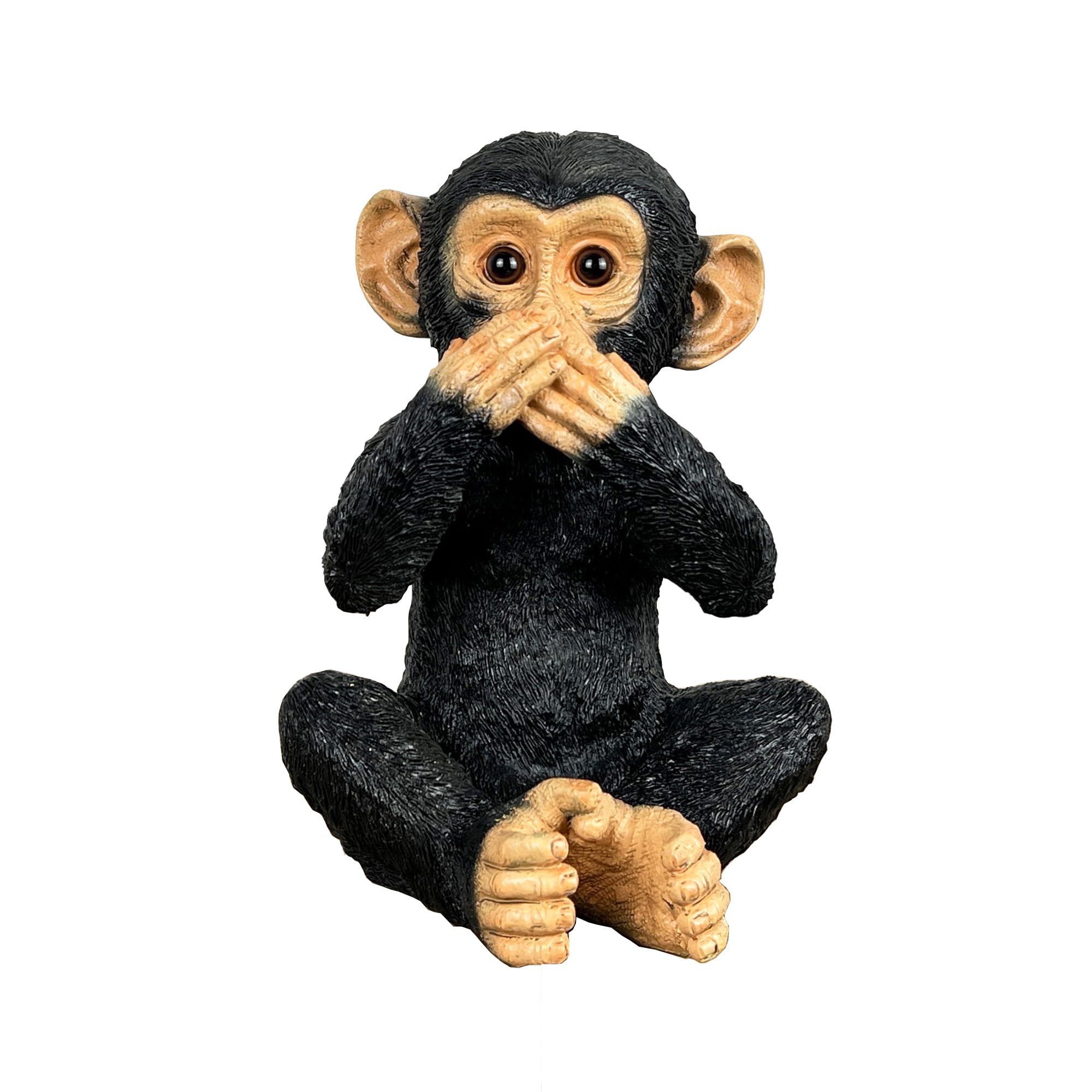 Alfie Francis Black 19.5Cm Tall Speak No Evil Monkey Ornament Figurine Home Decor Animal Sculpture Gorilla Chimp