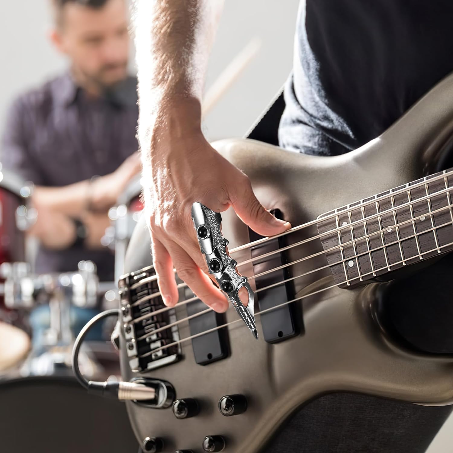 4Pcs Halloween Gothic Full Finger Joint Ring Punk Finger Full Finger Hinged Ring Claws Finger Halloween Cosplay Costume Props Black - Image 5