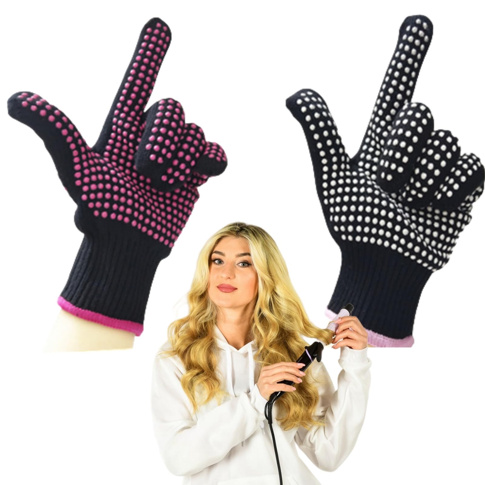 Gants de Coiffage,2 pièces Gants Résistants à Chaleur,Gant Résistant à Chaleur pour Coiffure,Gant Anti Chaleur pour fer à Lisser à Friser le Plat la Baguette de Cheveux Curling Outils