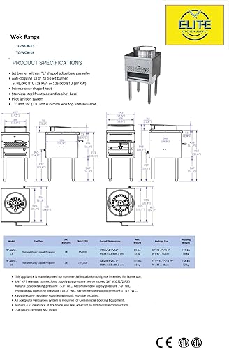 Miniatura 2 de 13" gama china comercial del wok del agujero de 1 agujero, saltean CP-WOK ETL del restaurante del gas natural