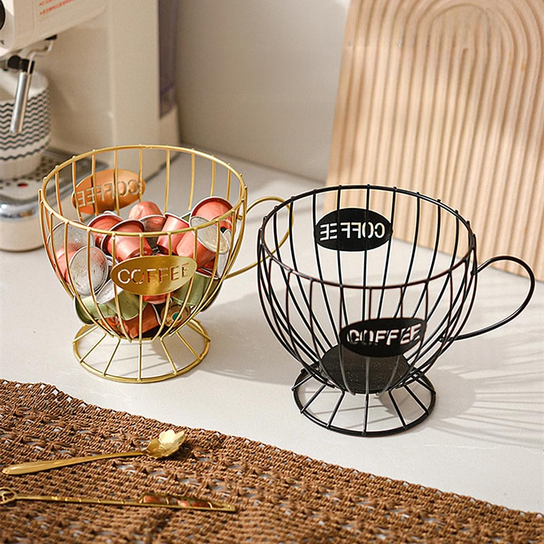 Soporte para cápsulas de café, 2 soportes para tazas K de gran capacidad para mostrador, organizador de almacenamiento de cápsulas de café para oficina, hogar, cafetería, hotel, (negro y