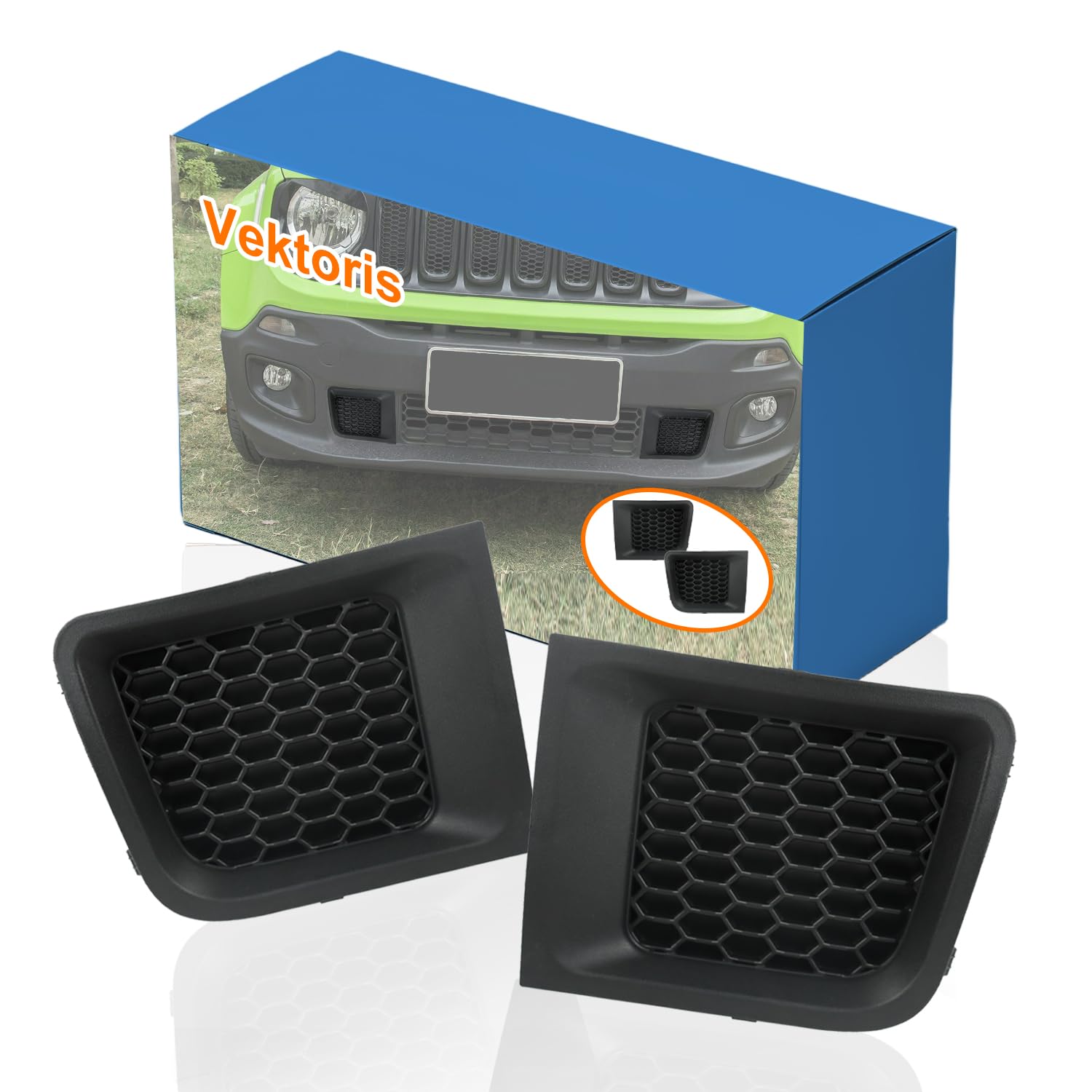 1Pair Front Bumper Grille Insert Cover for Jeep Renegade 2015-2018 Sport Latitude Trailhawk Limited, (LH+RH) Black Front Grille Insert Bezel, Replaces CH1038176 CH1039176 5XB62LXHAA