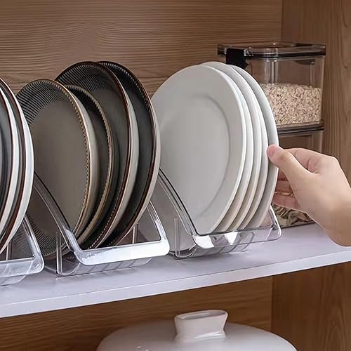 Miniatura 3 de 2 soportes para platos de cena, organizador de plástico para platos verticales, platos de tazón, tapa, estante de almacenamiento de cubiertos para