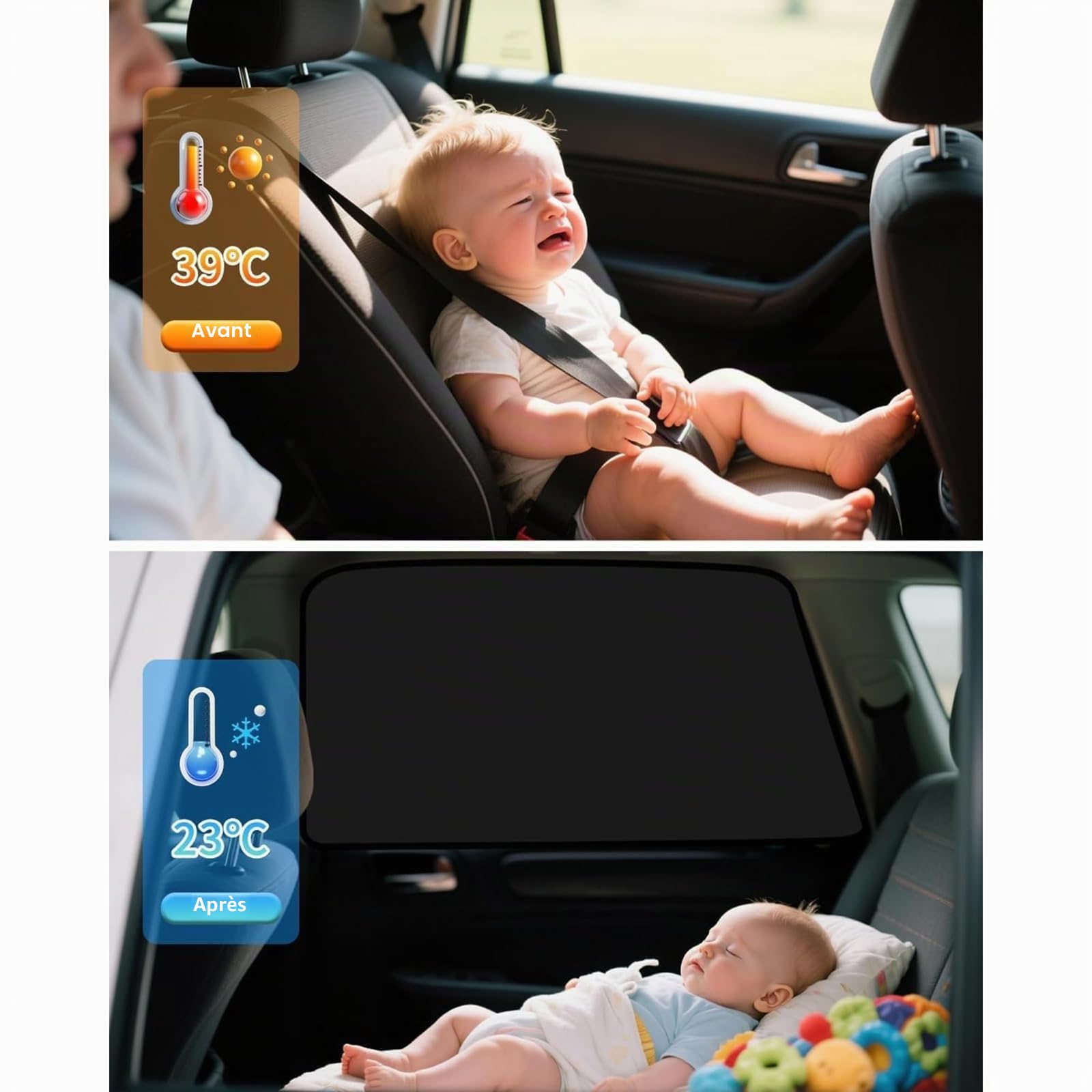 Pare-Soleil Voiture Magnétique pour Citroen C3/C3 Aircross/C3 Picasso/C4 Coupé, Rideau Occultant Protection Solaire UV, Double Couche Titane Argent, Lot de 4