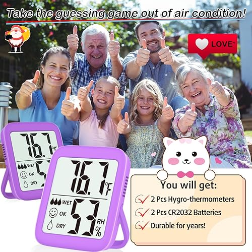 Miniatura 7 de Antonki Paquete de 2 Termómetros de Habitación para el Hogar, Higrómetro Medidor de Humedad Interior, Monitor de Sensor Digital de Temperatura y