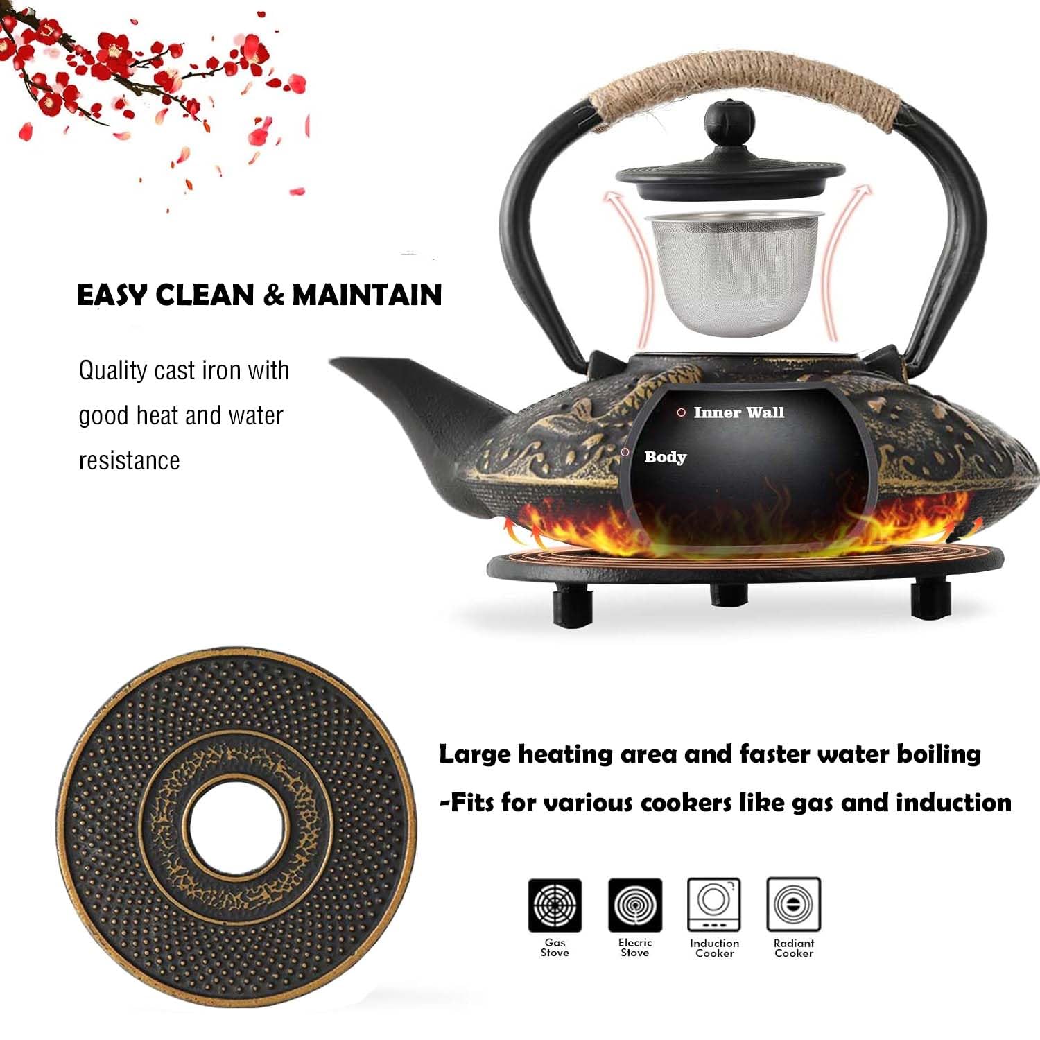 日本製 鋳鉄 ティーポット 茶こし付き Amazon | 日本製鋳鉄ティーポット、茶こし付き。 | BLSCC | ティーポット