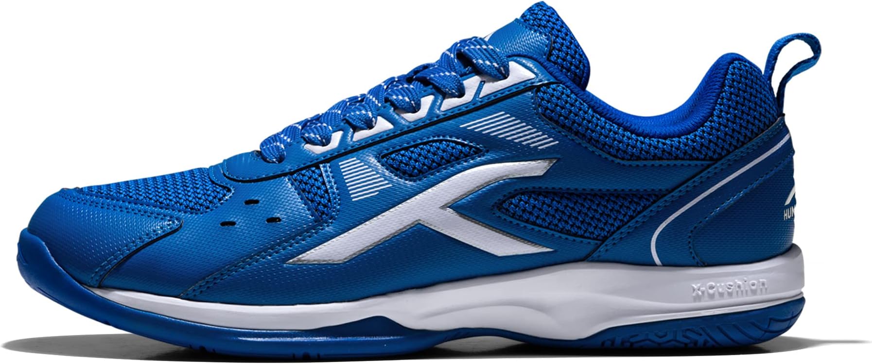 Hundred Mens Raze Badminton Shoes (Non Marking) | Also Perfect for Squash, Basketball & Indoor Sports | Lightweight & Durable | X-Cushion, Active Grip Sole, Toe Assist (Blue::White, 10Uk)