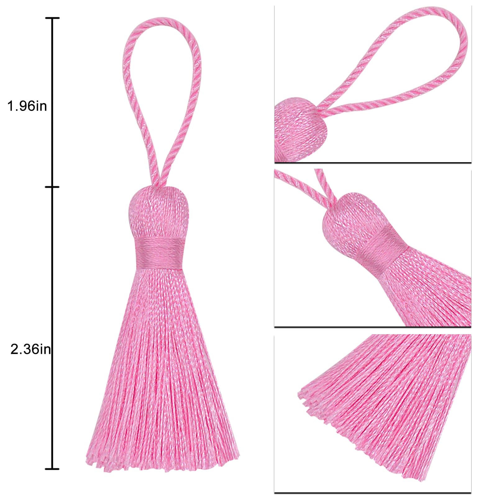 Makhry 20pcs 4.3 Inch Handmade Silky Floss Mini Tiny Craft Tassels with 2-Inch Cord Loop and Small Chinese Knot for Earrings Souvenir - Image 2