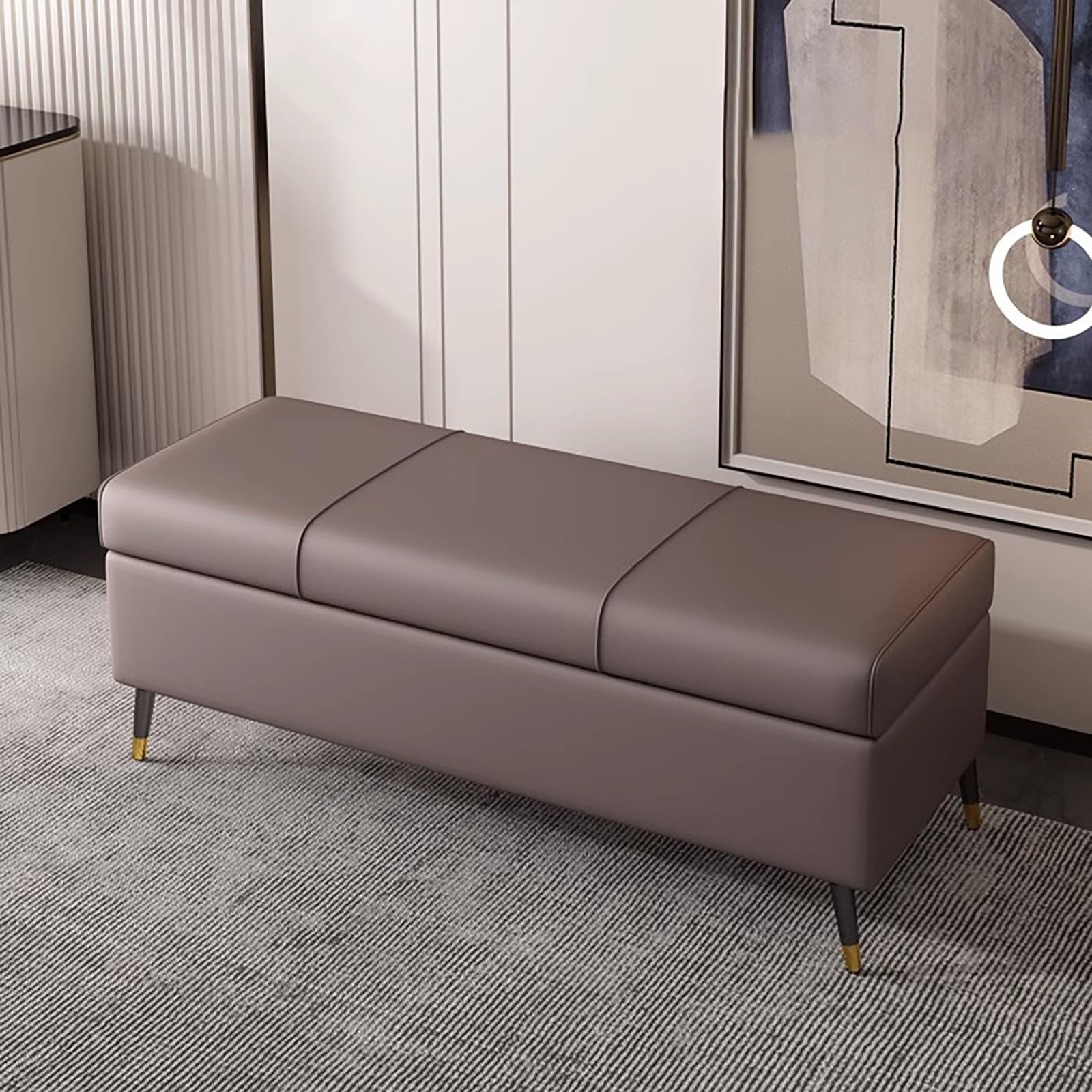Banco de piel sintética con almacenamiento HOMEry para salón y dormitorio